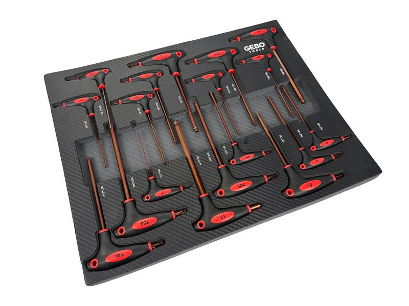 Модул за шкаф с торкс имбус в инч с дръжка Т, 18 части GEBO TOOLS