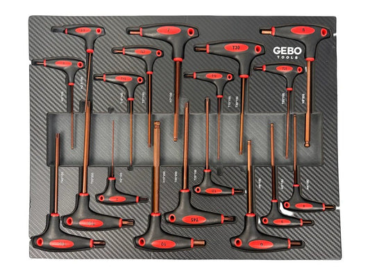 Модул за шкаф с торкс имбус в инч с дръжка Т, 18 части GEBO TOOLS