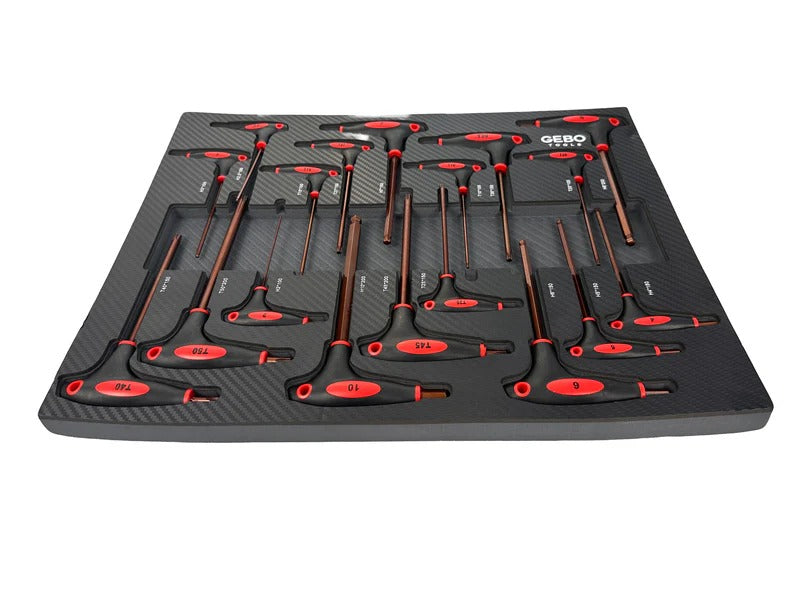 Модул за шкаф с торкс имбус в инч с дръжка Т, 18 части GEBO TOOLS