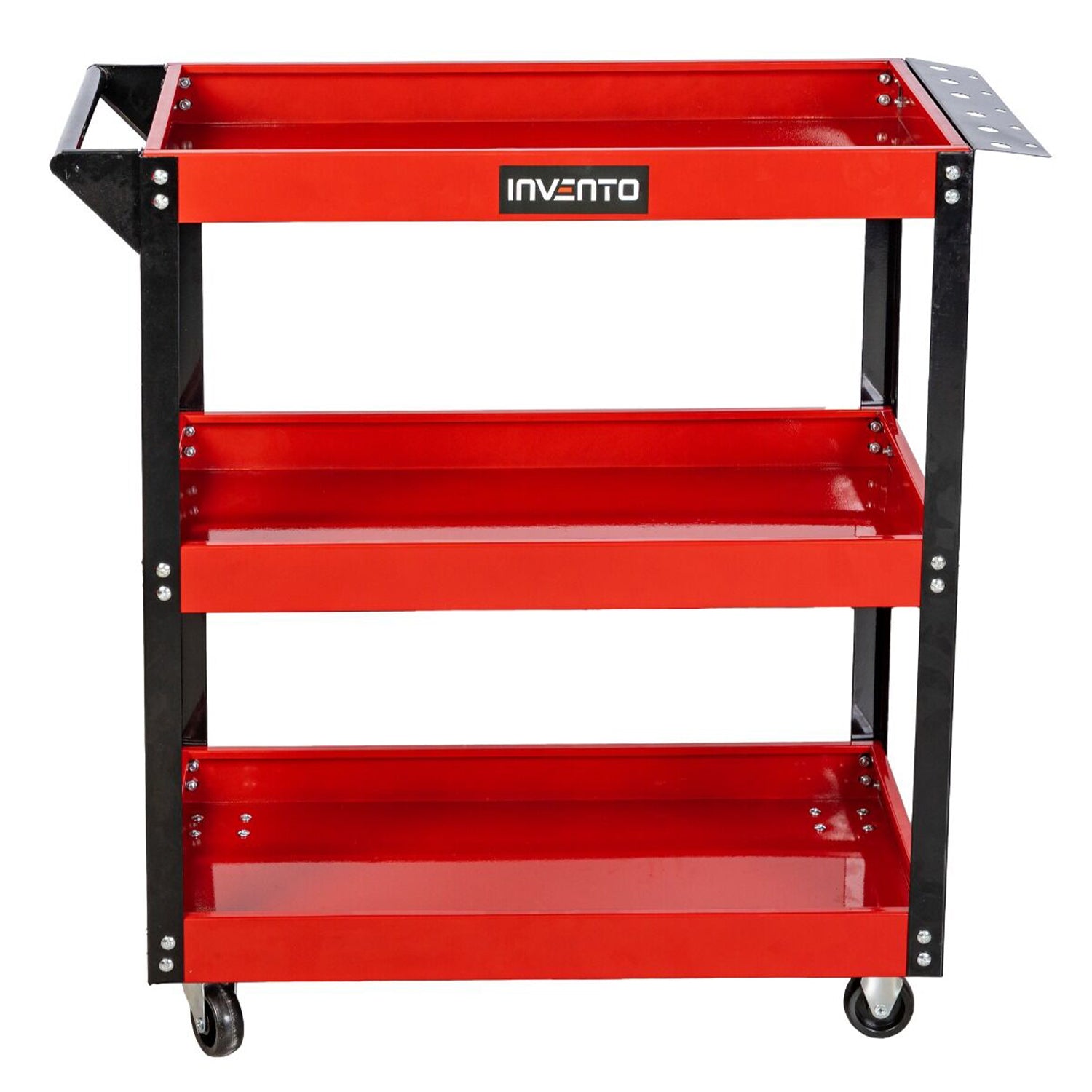 Подвижна метална количка с 3 рафта, с опори за отвертки и 4 въртящи се колела INVENTO