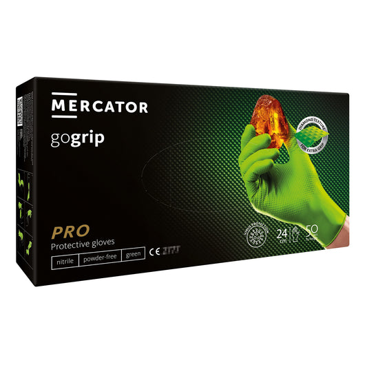 Нитрилни ръкавици PREMIUM MERCATOR GOGRIP PRO зелени, 3D размер XL 50 бр.
