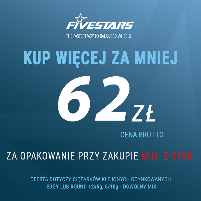 Кутия със самозалепващи се тежести 5/10 г FiveStars – 100 ленти по 8 броя, поцинкована стомана, 6 кг за балансиране на колела